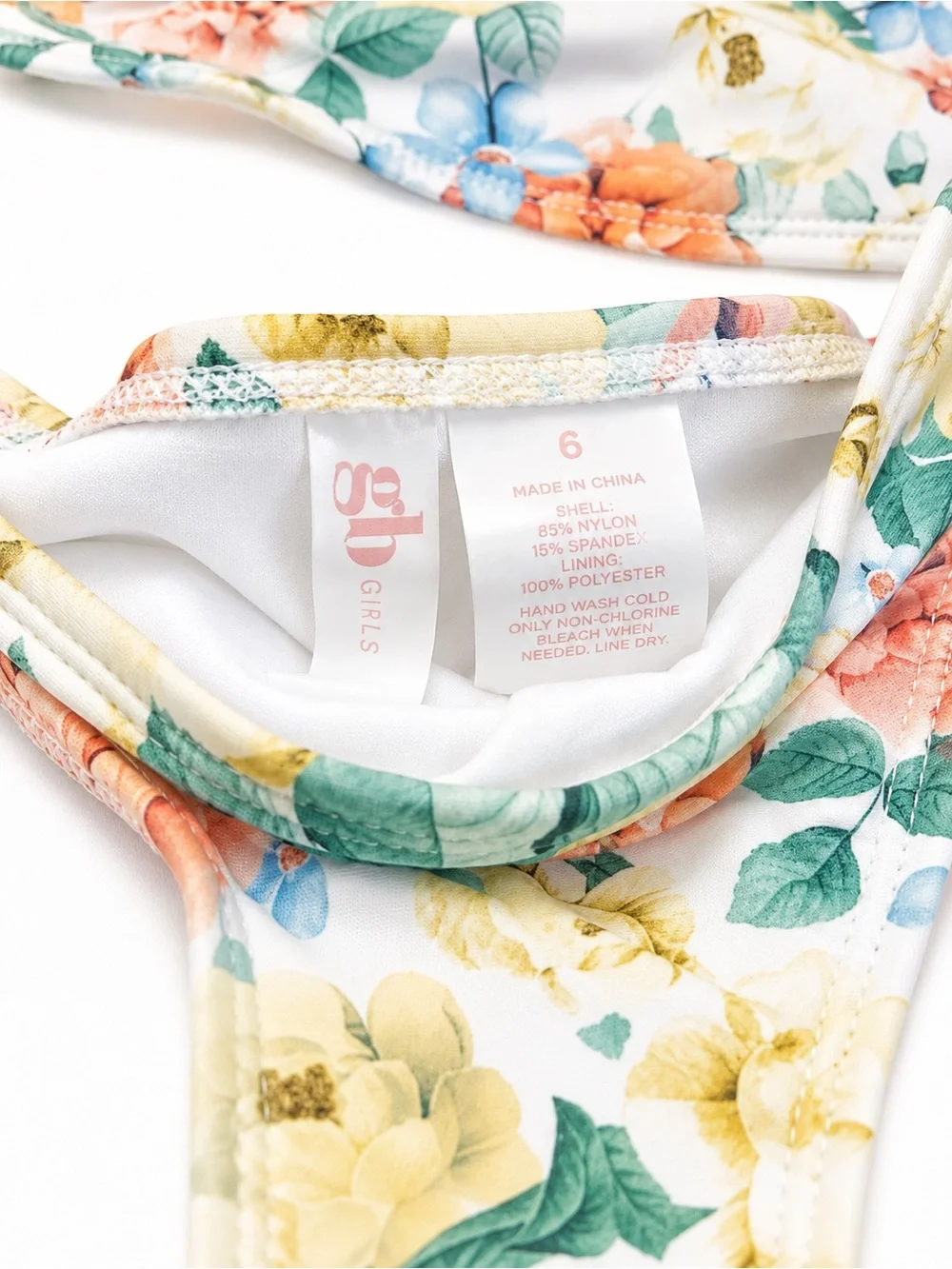 GB girls Floral Ruffle-Strap Bikini in Yellow, Pink, Blue & Green